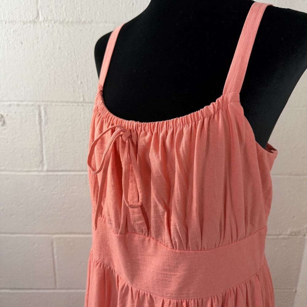 INC Maxi Sun Dress Smocked Tiered Peachy Pink Cottage Peasant Easter Wedding 12 - Picture 3 of 14